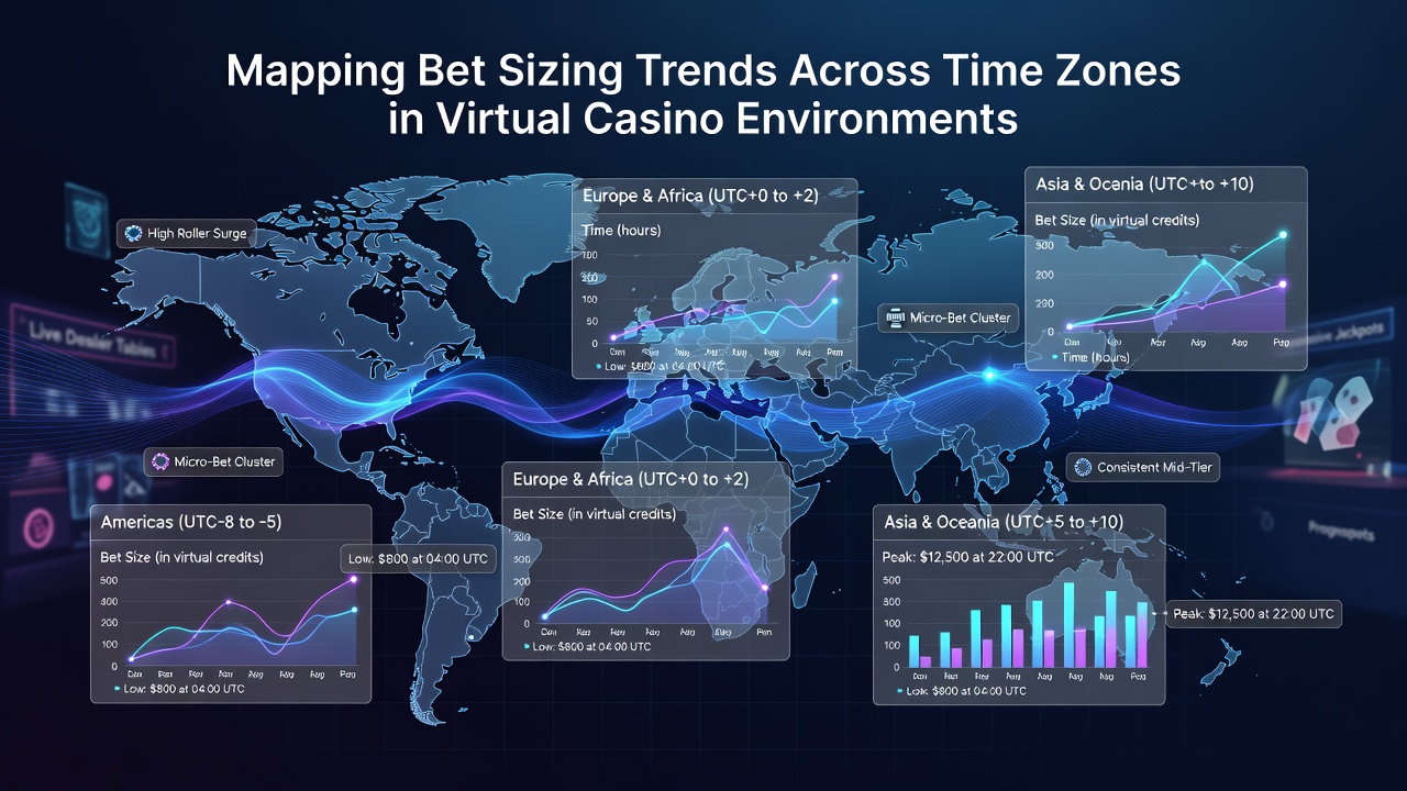 Chart displaying average bet amounts segmented by time zone and hour of day