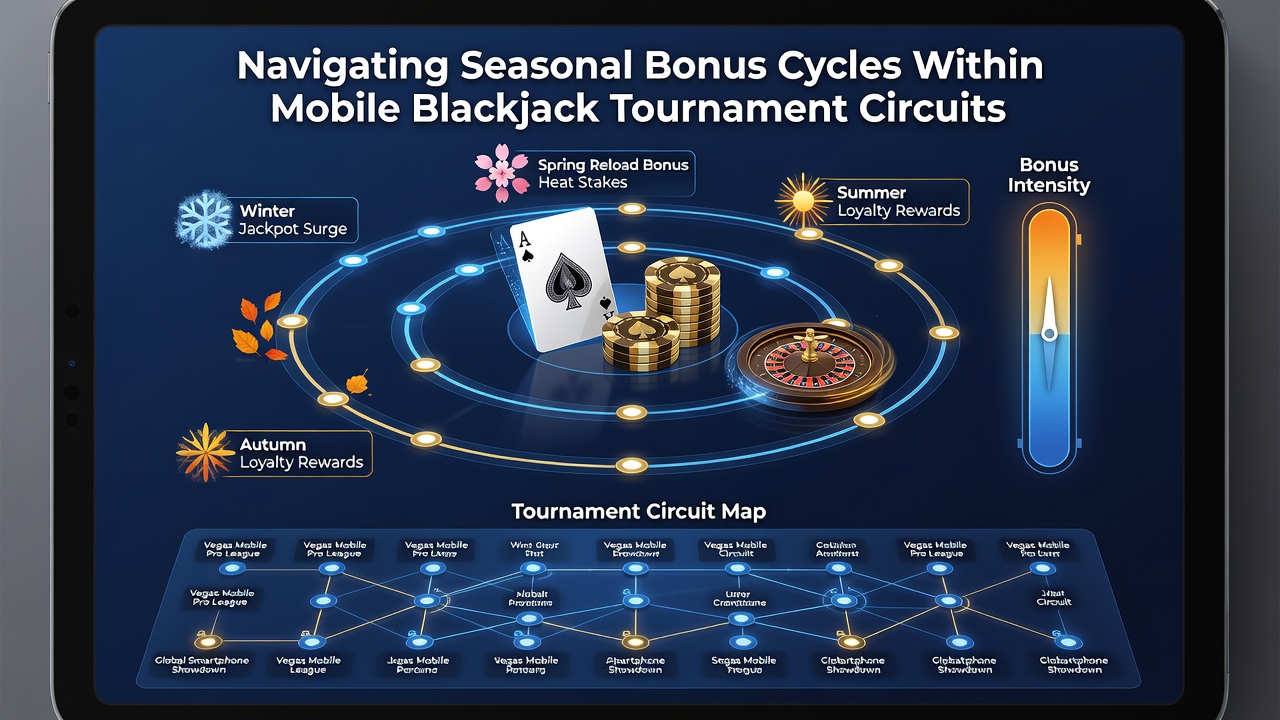Analytics dashboard showing seasonal trends in mobile blackjack tournament entries and bonus utilization rates across multiple months